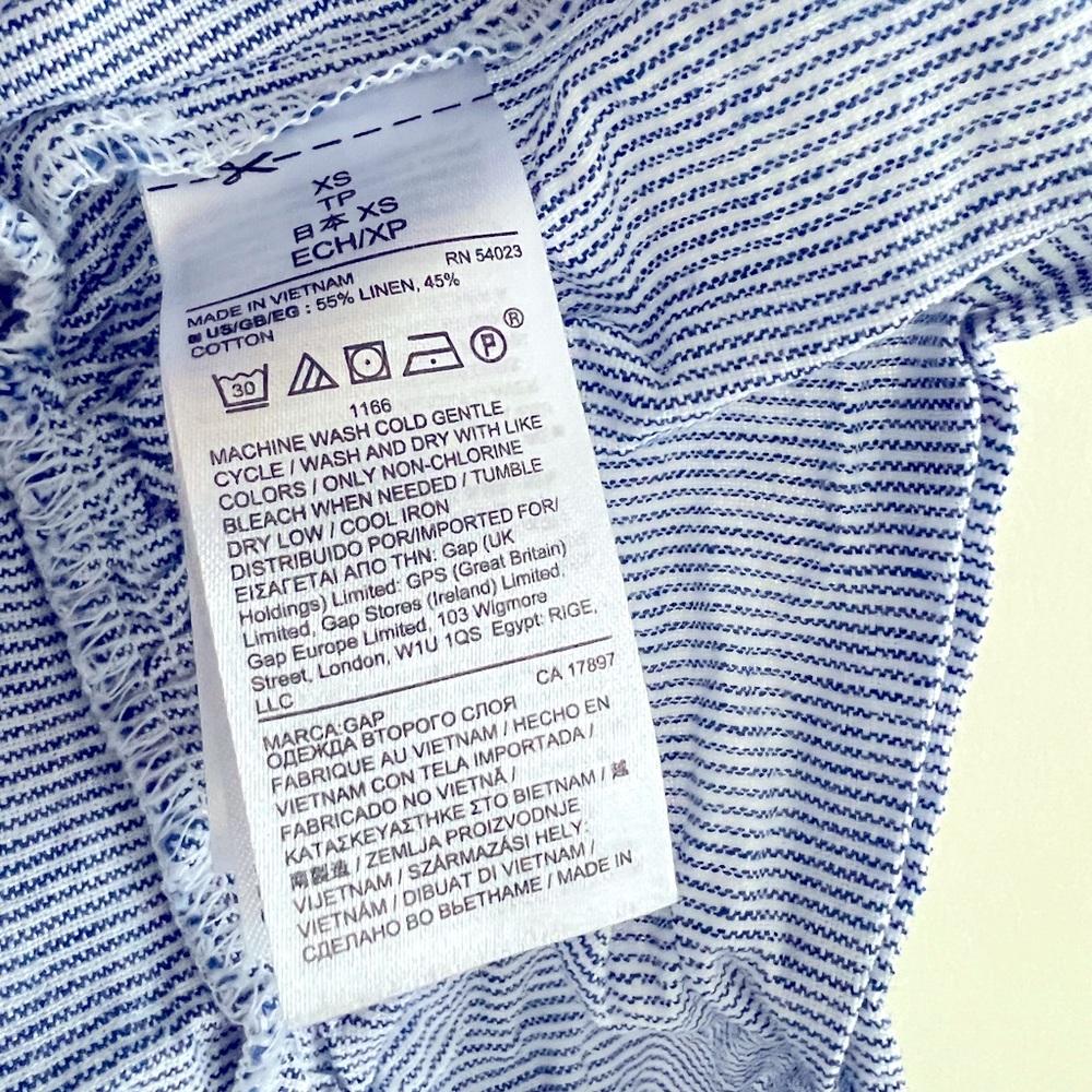 Gap Linen Ruffle Wrap Dress - Blue Stripe - Picture 5 of 6